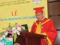 NGƯT, TS Nguyễn Quốc Huy, Bí thư Đảng uỷ, Hiệu trưởng phát biểu tại Lễ bế giảng và trao bằng tốt nghiệp năm 2021